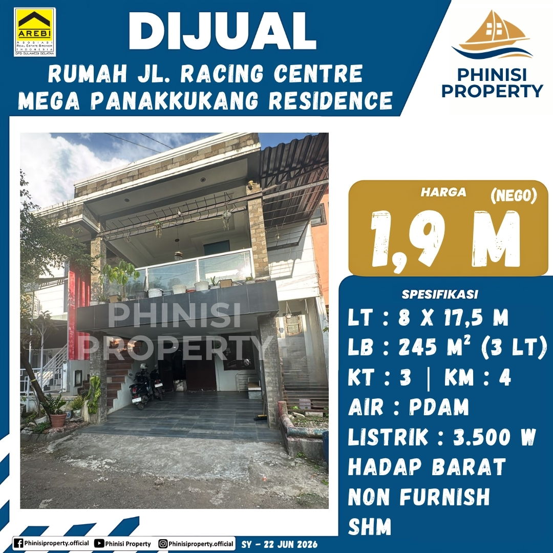 Dijual Rumah Kompleks Mega Panakkukang Square Jl. Racing Centre ...
